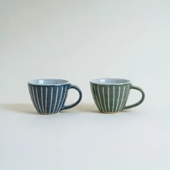 Mogutable Selects Ceramic Japanese Mug Blue Stripe New