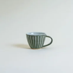 Mogutable Selects Ceramic Japanese Mug Green Stripe Discount