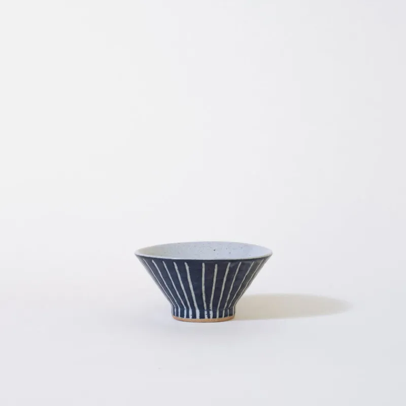 Mogutable Selects Ceramic Mt. Fuji Japanese Rice Bowl in Blue Stripe Online