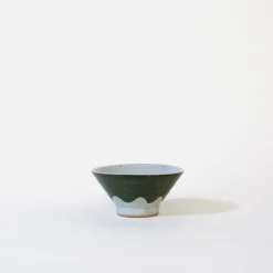 Mogutable Selects Ceramic Mt. Fuji Japanese Rice Bowl in Green Hot
