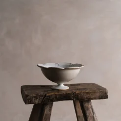 A⊆Z Floral Footed Bowl in Silver White Clearance