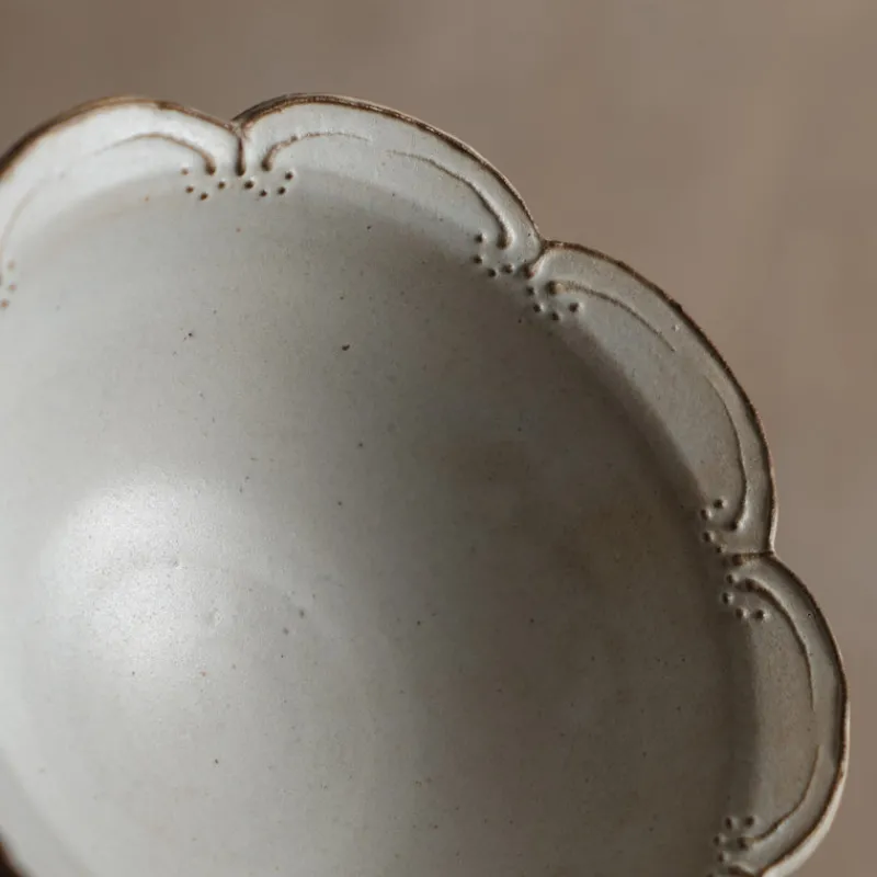 A⊆Z Floral Footed Bowl in Silver White Clearance