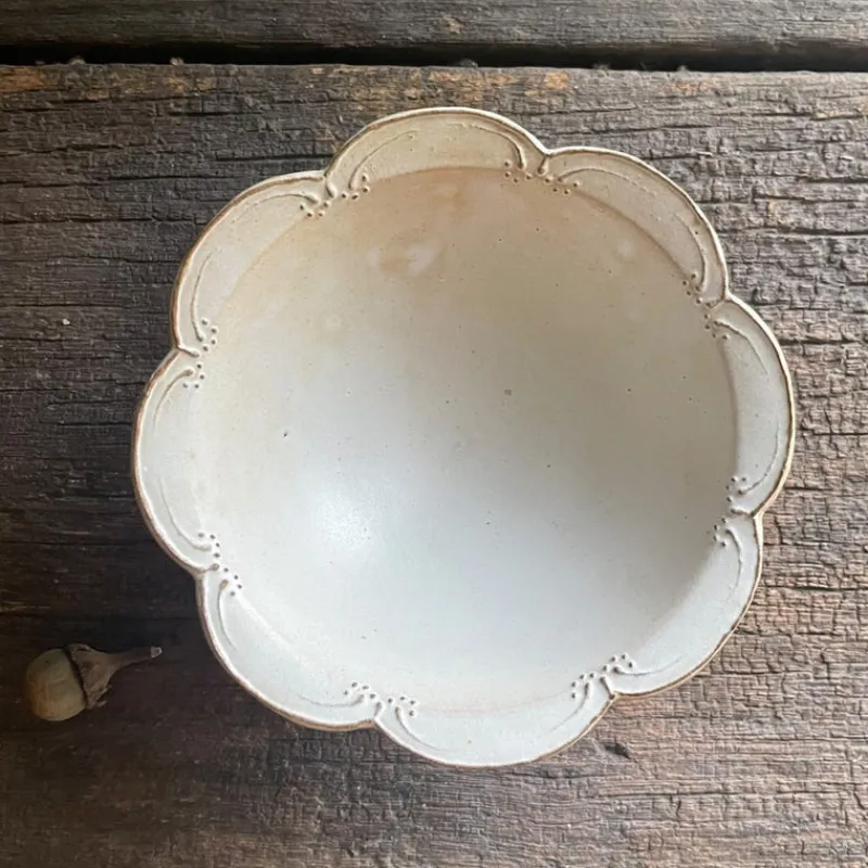 A⊆Z Floral Footed Bowl in Silver White Clearance