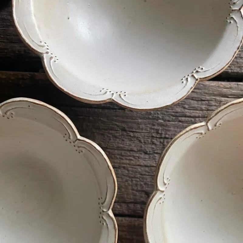 A⊆Z Floral Footed Bowl in Silver White Clearance