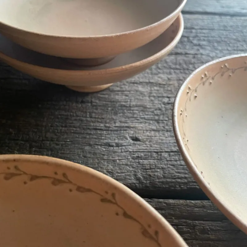 A⊆Z Footed Dessert Bowl in Orange Brown Hot