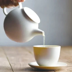 Kinto PEBBLE Tea Cup & Saucer Set in White Sale