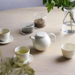 Kinto PEBBLE Tea Cup & Saucer Set in White Sale