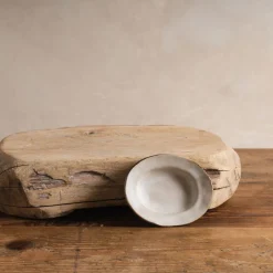 Sheng Ceramic Mini Oval Deep Plate in White Brushed Fashion