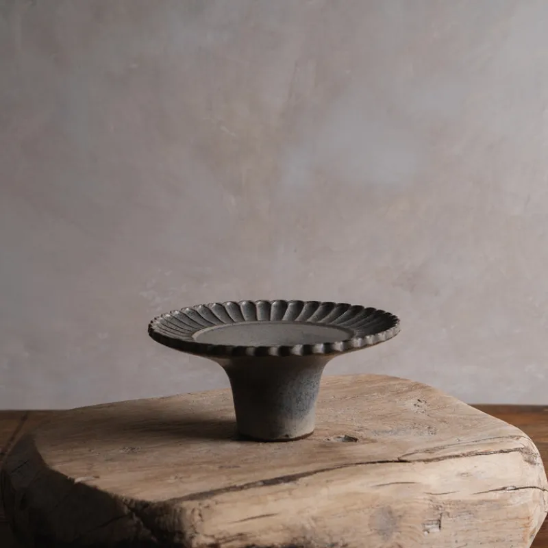 Zhitaofang's/製陶方式 Pleated Dessert Plate in Blue-Gray Online