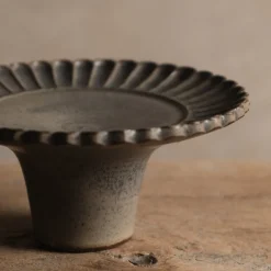 Zhitaofang's/製陶方式 Pleated Dessert Plate in Blue-Gray Online