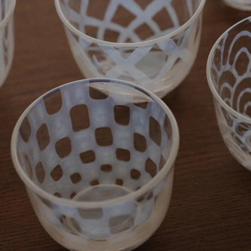 Hirota Glass Taisho Roman Iced Tea Glass in Checker Sale