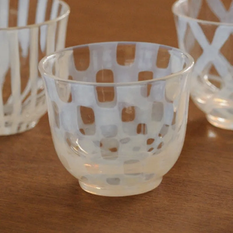 Hirota Glass Taisho Roman Iced Tea Glass in Checker Sale