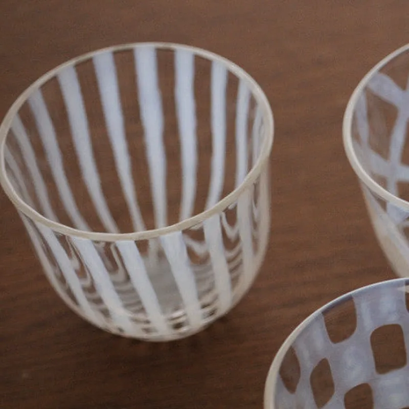 Hirota Glass Taisho Roman Iced Tea Glass in Stripe Fashion