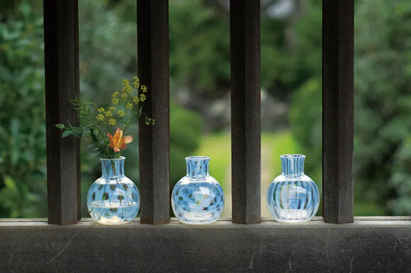 Hirota Glass Taisho Roman Vase in Checker Outlet