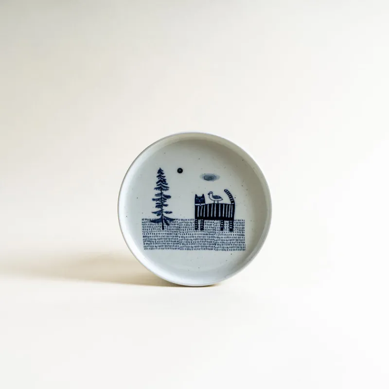 Yeogi-Damki Hand-Painted Plate - Cat Fashion