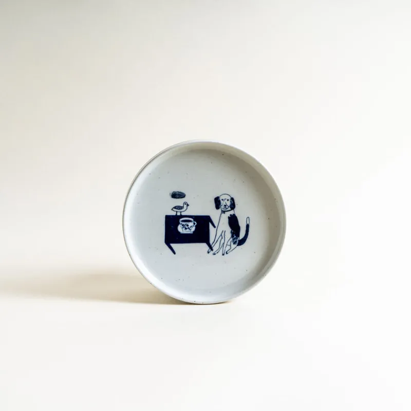 Yeogi-Damki Hand-Painted Plate - Dog & Tea Discount