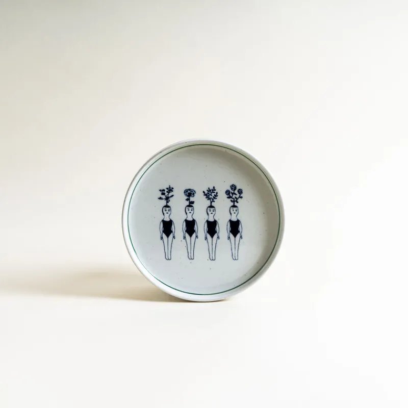 Yeogi-Damki Hand-Painted Plate - Four Girls Sale